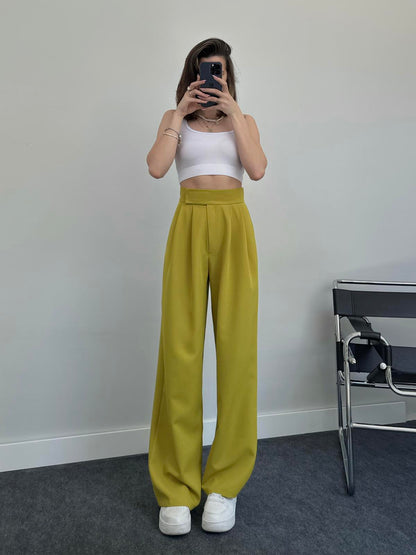 Nougat High Waist Fabric Trousers