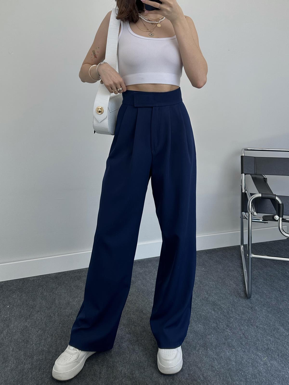 Nougat High Waist Fabric Trousers