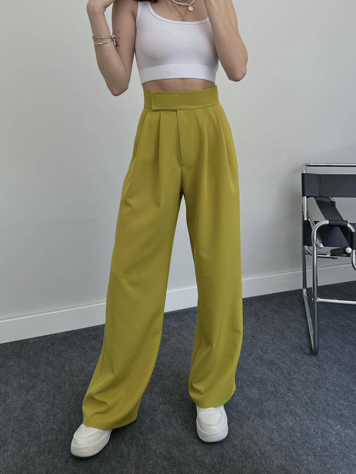 Nougat High Waist Fabric Trousers