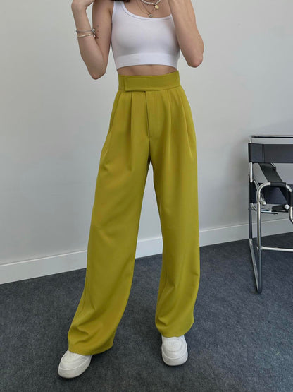 Nougat High Waist Fabric Trousers