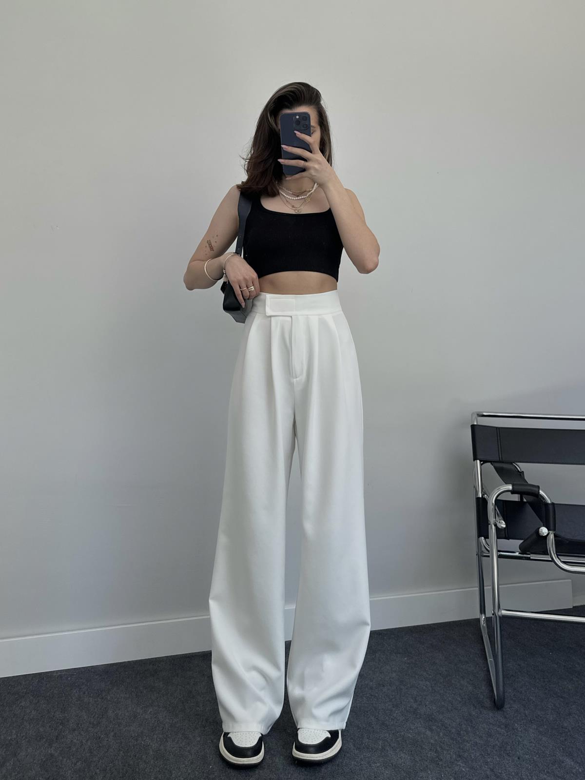 Nougat High Waist Fabric Trousers