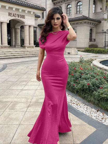 Women's Elegant Off Shoulder Bodycon Long Formal Party Evening Dress