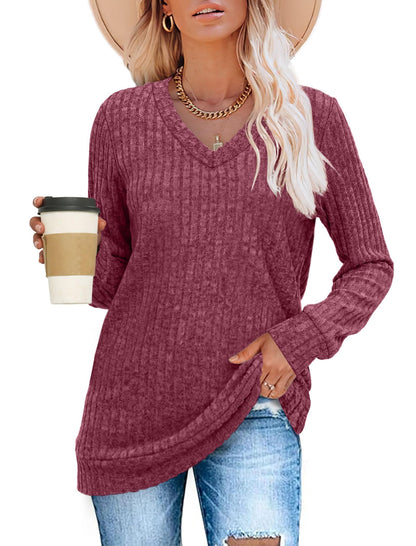 ✨Women's Casual V Neck Lightweight Tunic Sweateshirt