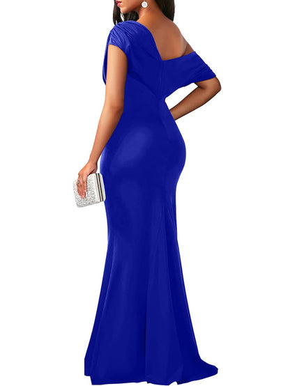 Women's Elegant Off Shoulder Bodycon Long Formal Party Evening Dress
