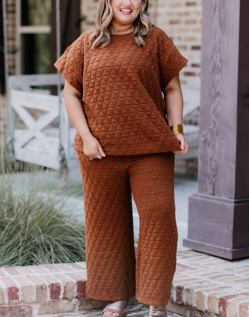 Quilted Drop Shoulder Top And Pant Set (Buy 2 Free Shipping)