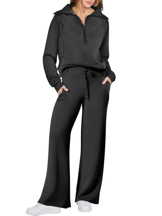 Women's Navy Collar Half Zip Suit (Buy 2 Free Shipping)