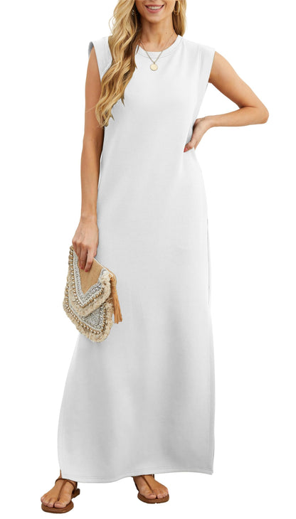 Women Summer Casual Loose Split Wrinkle-Free Long Dress