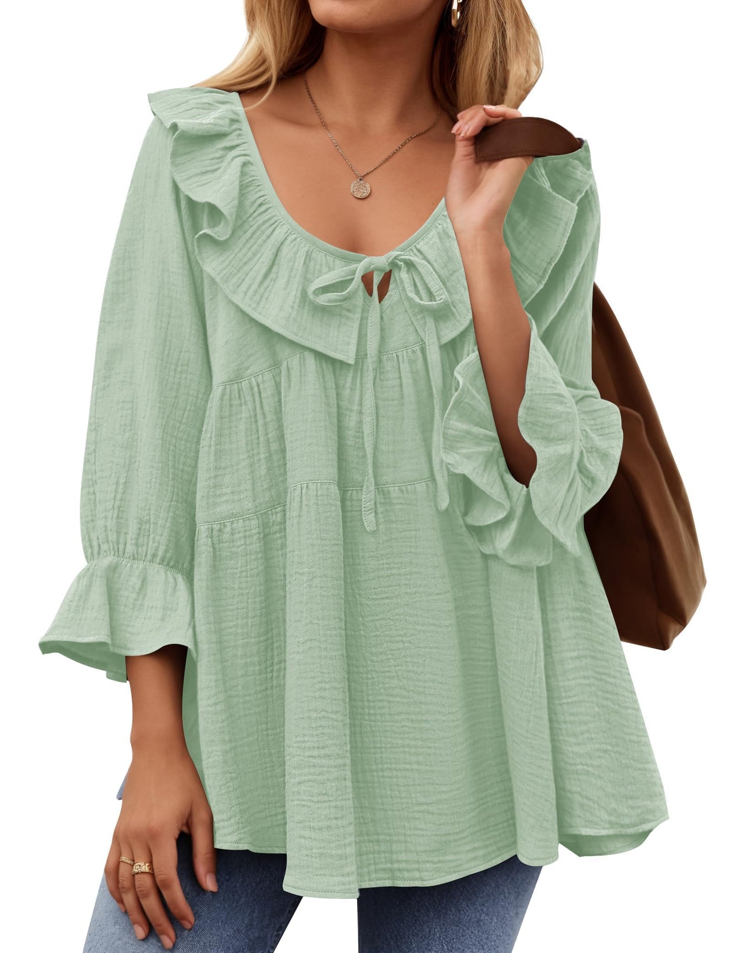 ✨New Women’s Scoop Neck 3/4 Length Sleeve Top