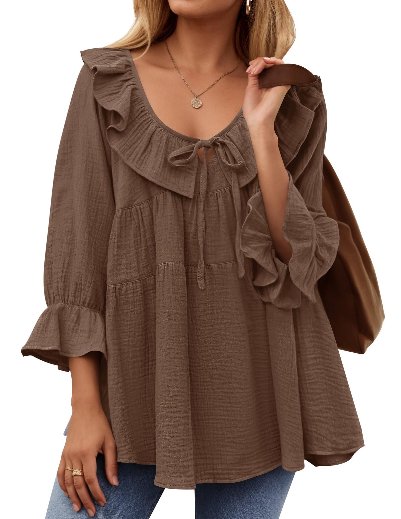 ✨New Women’s Scoop Neck 3/4 Length Sleeve Top