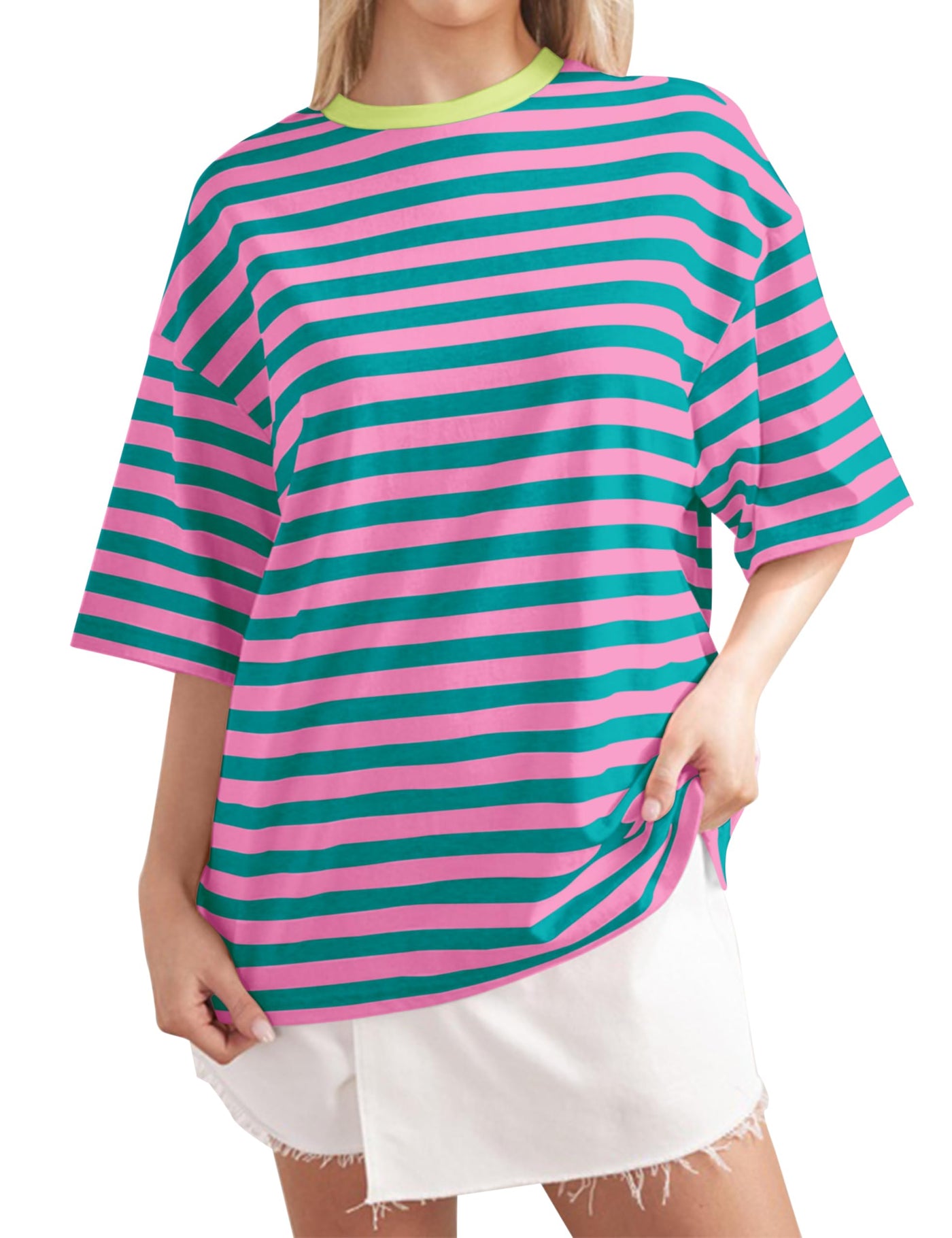 2024 Women Oversized Striped Short Sleeve T-Shirts