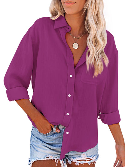 Women's Long Sleeve Breathable Slim Fit Button Down Shirts