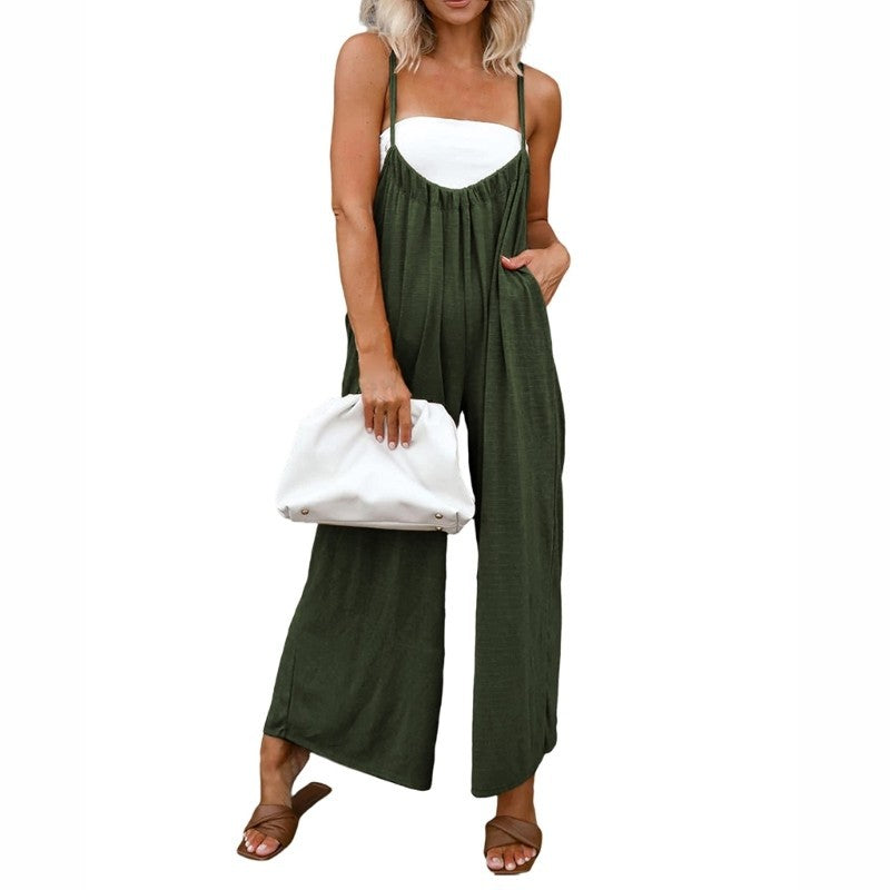 Women's Casual Loose Sleeveless Jumpsuits Spaghetti Straps with Pockets(BUY 2 FREE SHIPPING)