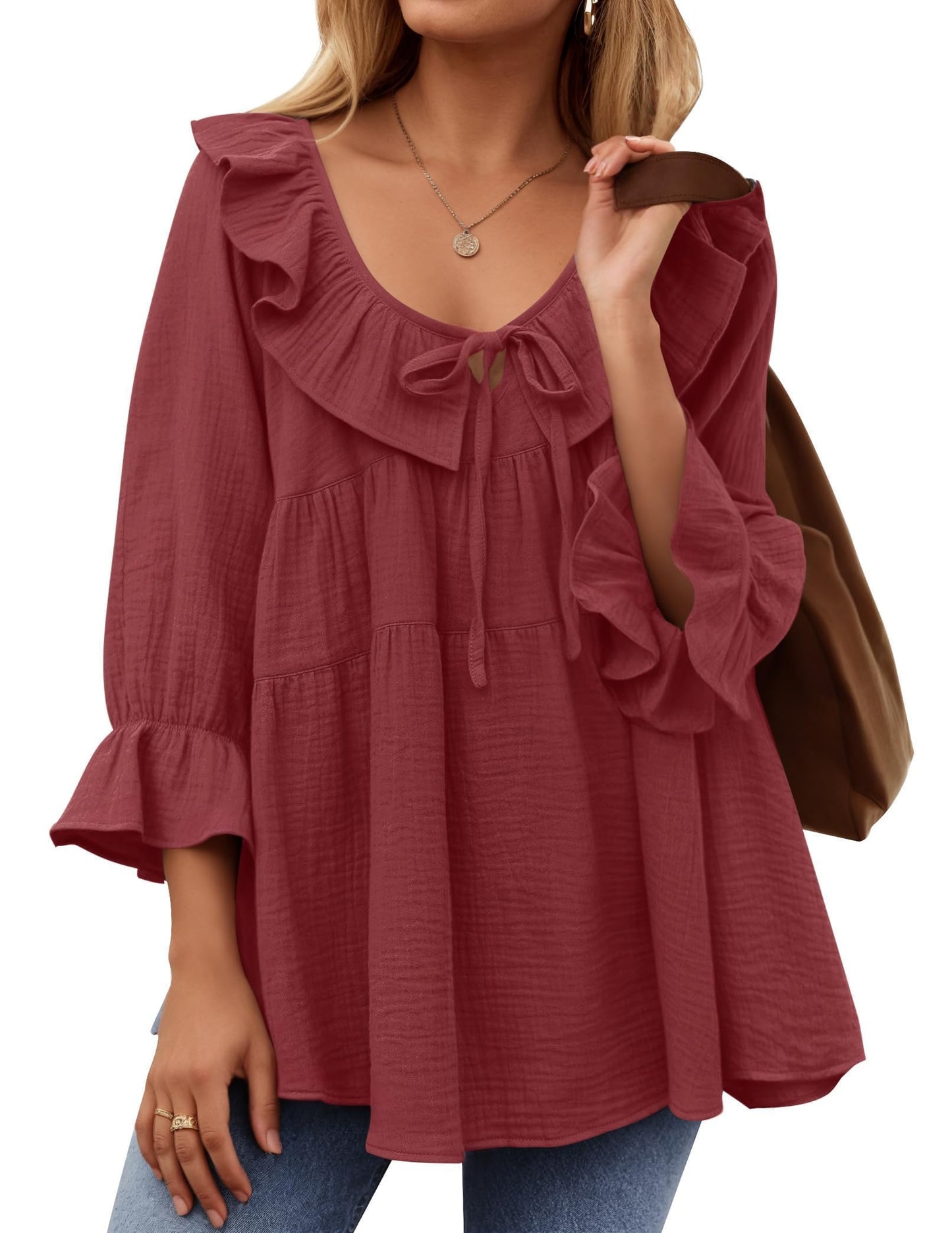✨New Women’s Scoop Neck 3/4 Length Sleeve Top