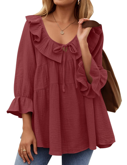 ✨New Women’s Scoop Neck 3/4 Length Sleeve Top