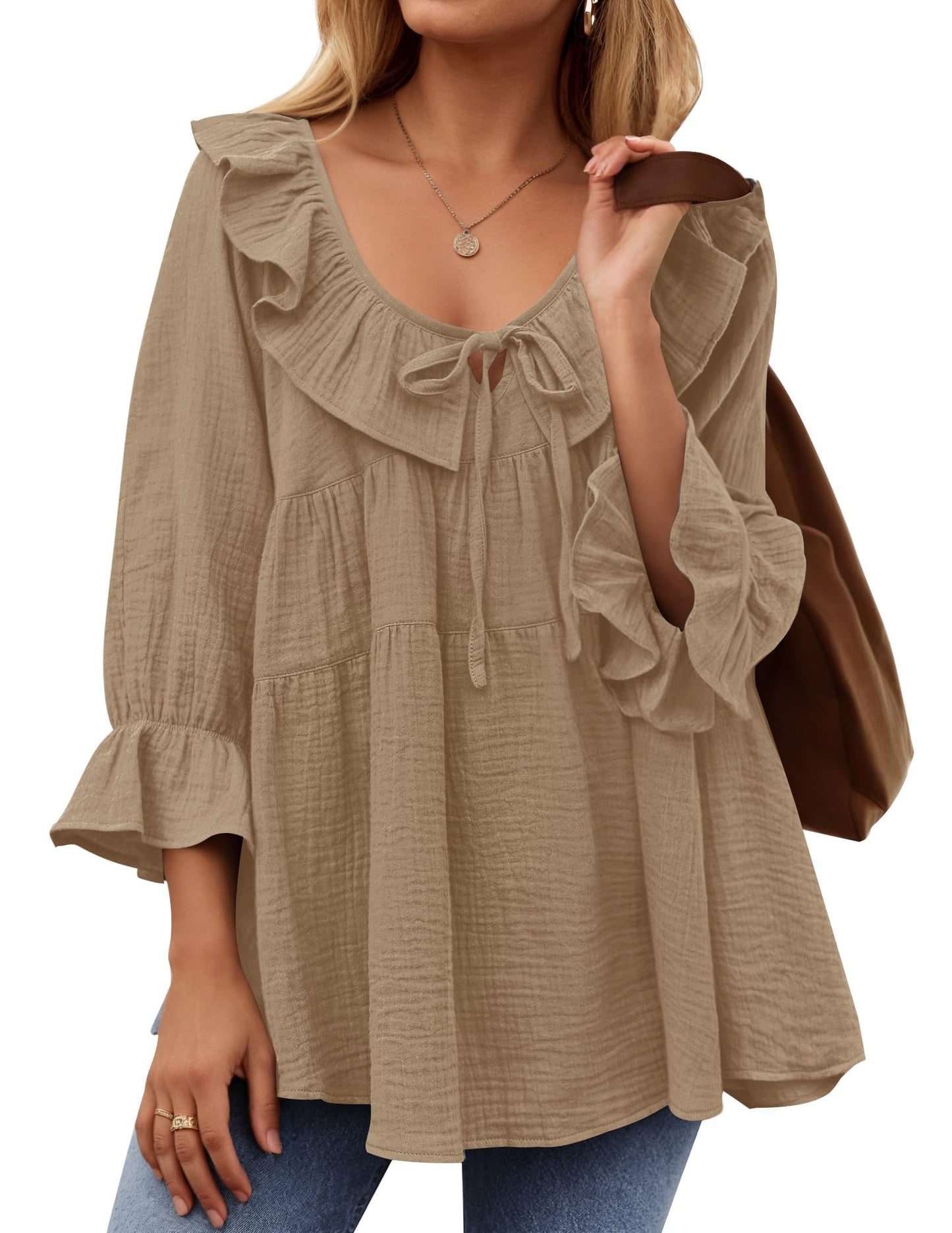 ✨New Women’s Scoop Neck 3/4 Length Sleeve Top