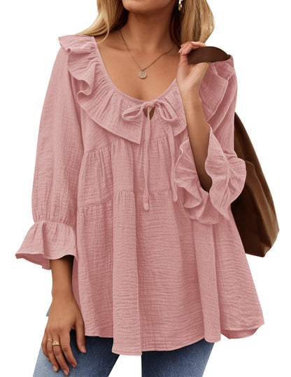 ✨New Women’s Scoop Neck 3/4 Length Sleeve Top