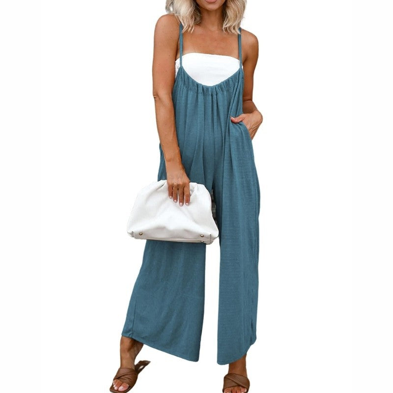 Women's Casual Loose Sleeveless Jumpsuits Spaghetti Straps with Pockets(BUY 2 FREE SHIPPING)