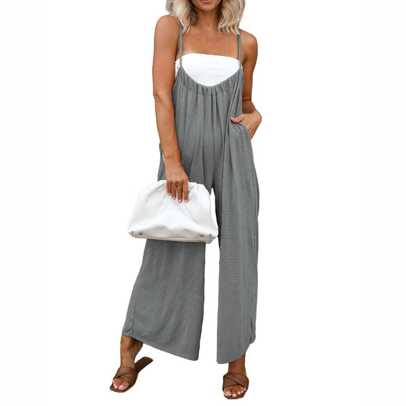 Women's Casual Loose Sleeveless Jumpsuits Spaghetti Straps with Pockets(BUY 2 FREE SHIPPING)