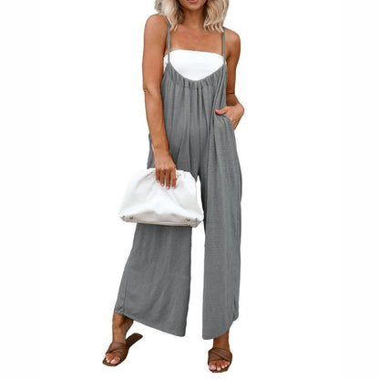 Women's Casual Loose Sleeveless Jumpsuits Spaghetti Straps with Pockets(BUY 2 FREE SHIPPING)