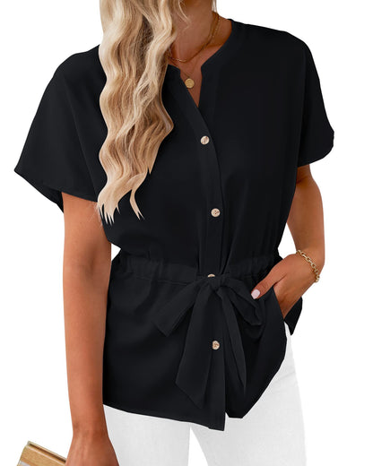 Women's Batwing short sleeve Button-down Shirt(Buy 2 10% OFF）