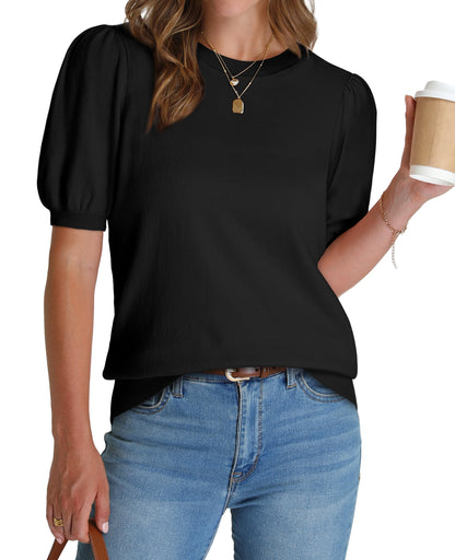 Women's Lightweight Puff Short Sleeve Sweater