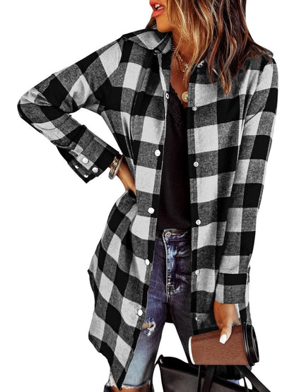 Women's Flannel Long Sleeve Plaid Button Down Shirts