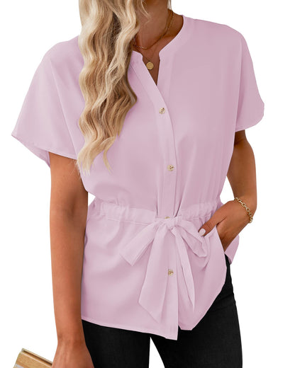 Women's Batwing short sleeve Button-down Shirt(Buy 2 10% OFF）