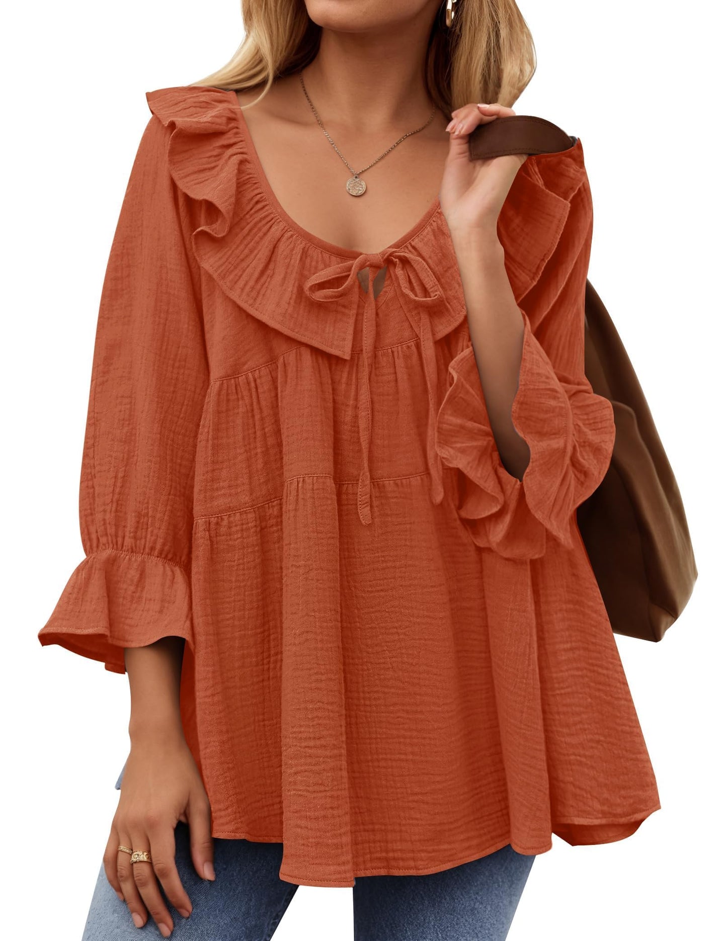 ✨New Women’s Scoop Neck 3/4 Length Sleeve Top