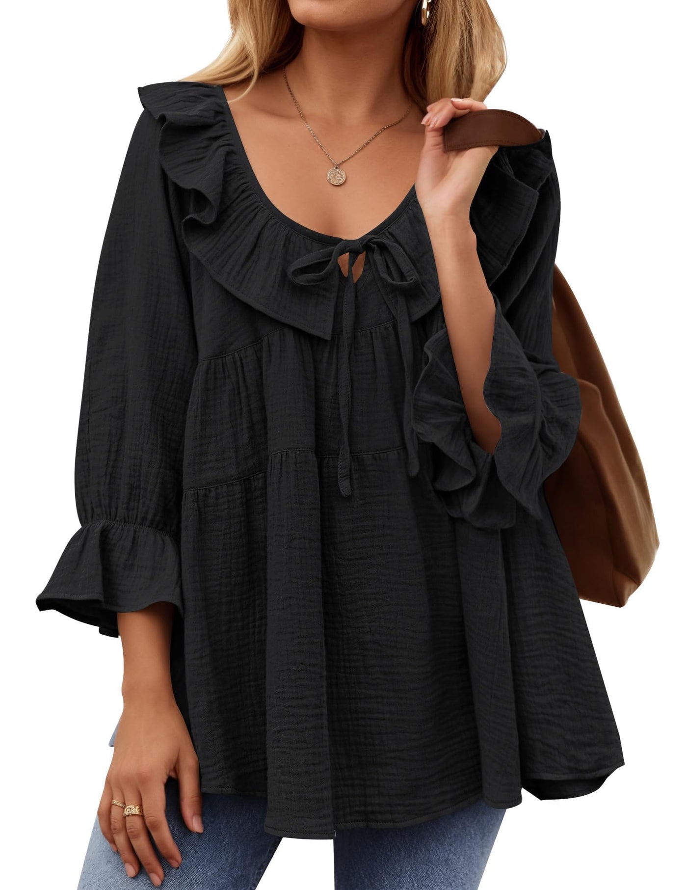 ✨New Women’s Scoop Neck 3/4 Length Sleeve Top