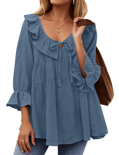 ✨New Women’s Scoop Neck 3/4 Length Sleeve Top