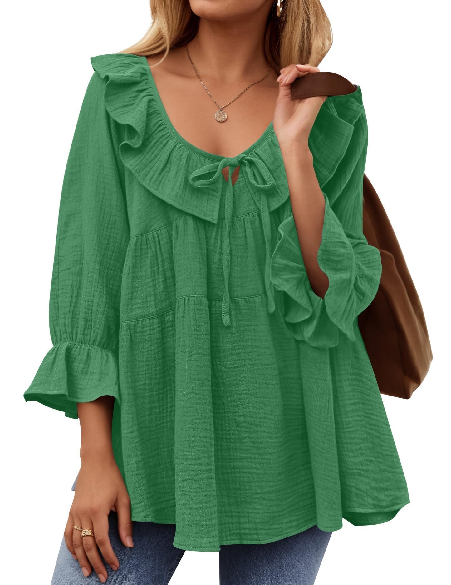 ✨New Women’s Scoop Neck 3/4 Length Sleeve Top