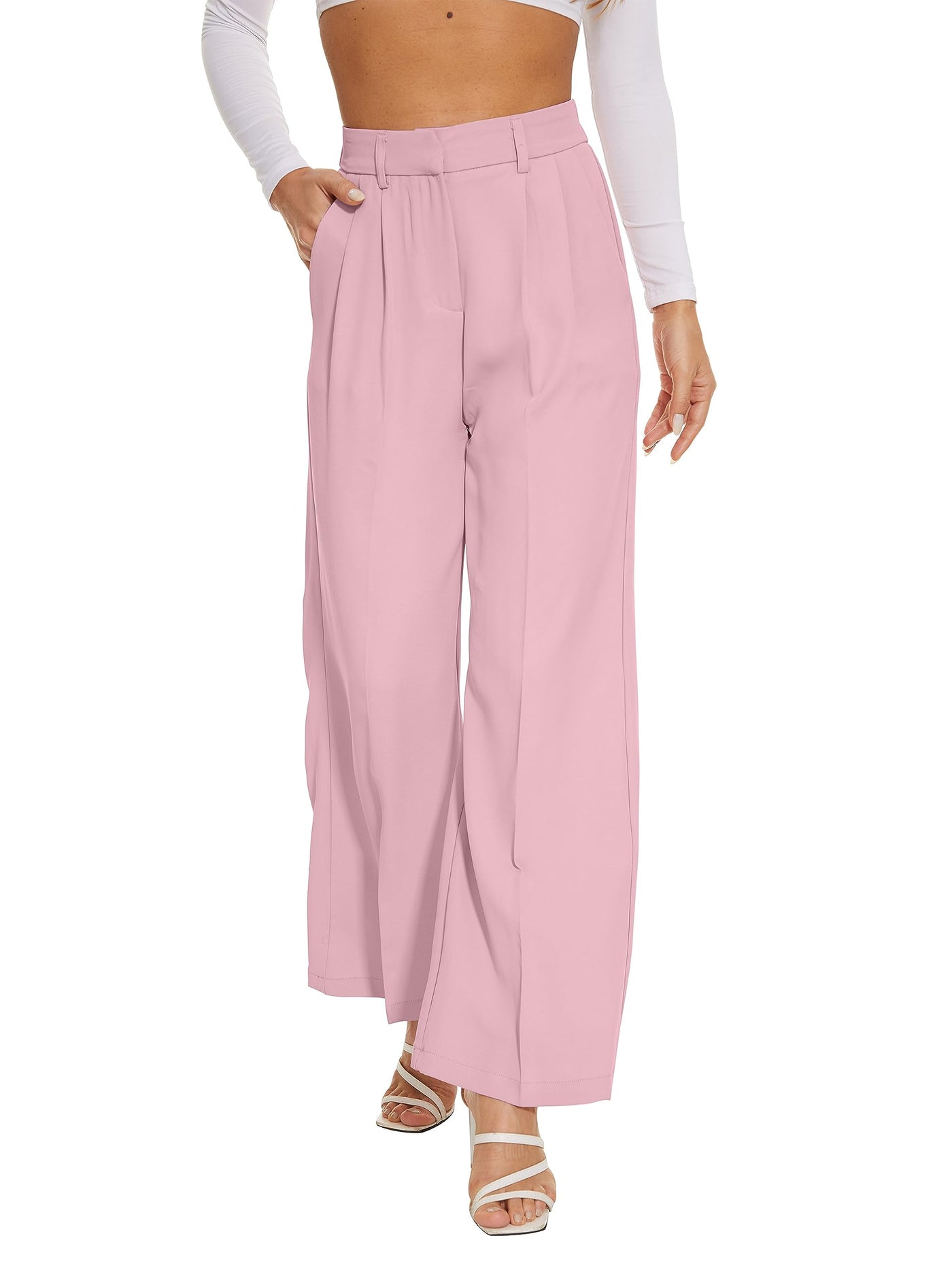 2024 Women's High Elastic Waist Back Straight Suit Wide Leg Pants(Buy 2 Free Shipping)