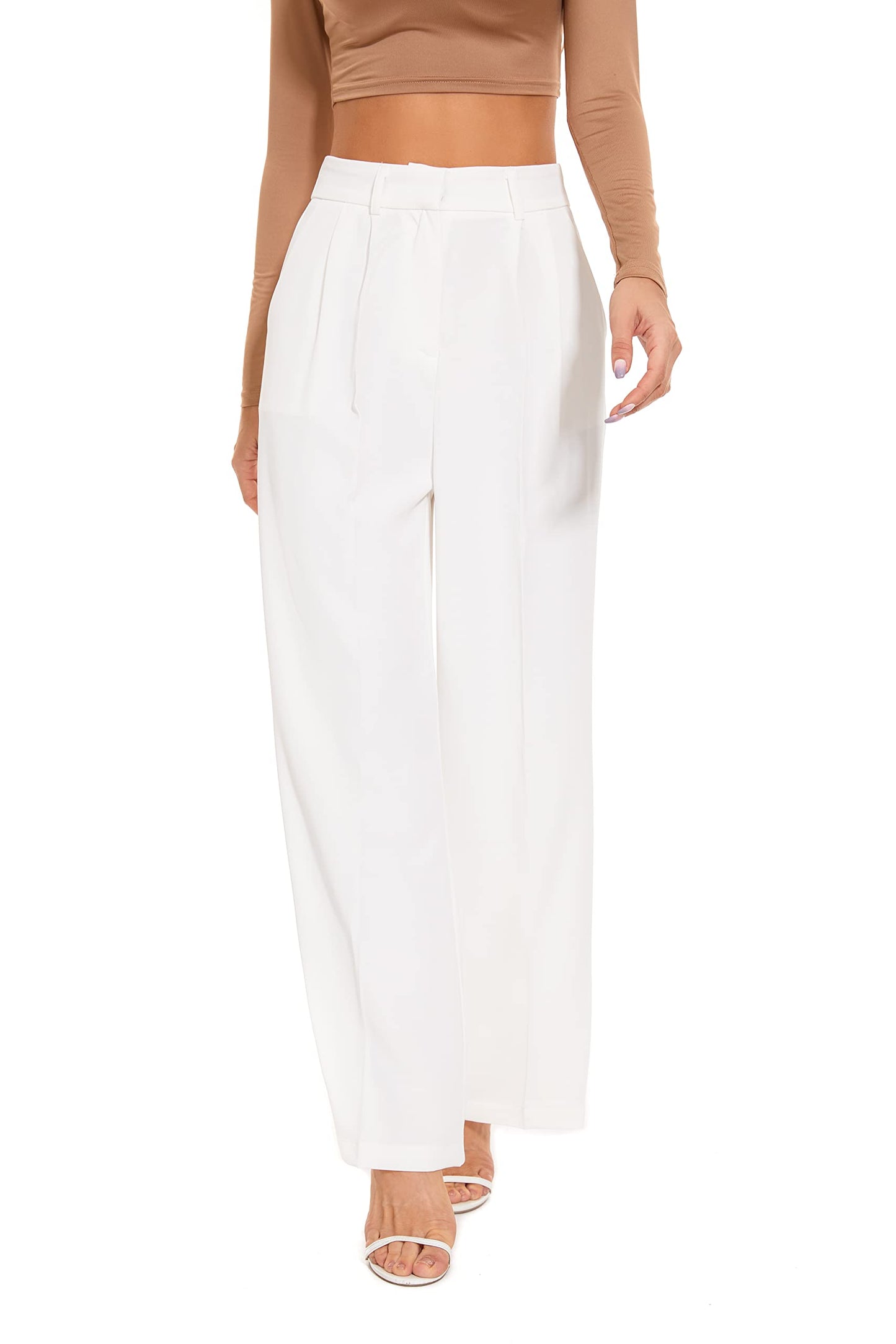 2024 Women's High Elastic Waist Back Straight Suit Wide Leg Pants(Buy 2 Free Shipping)