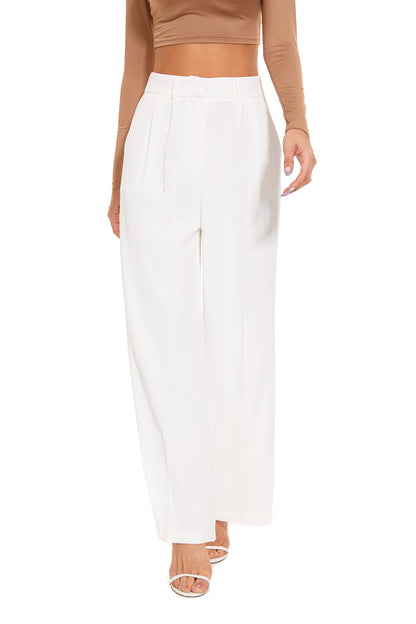 2024 Women's High Elastic Waist Back Straight Suit Wide Leg Pants(Buy 2 Free Shipping)