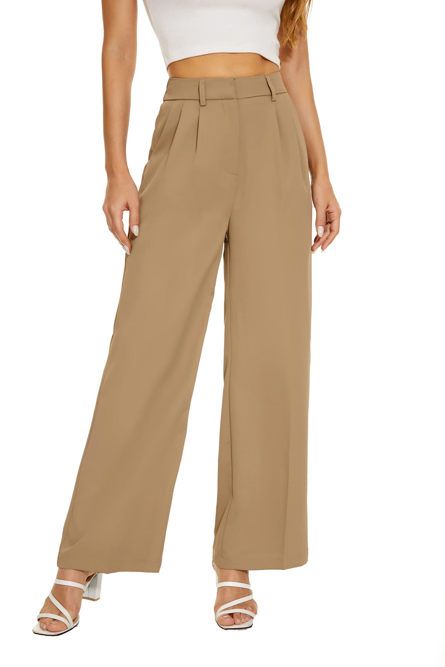 2024 Women's High Elastic Waist Back Straight Suit Wide Leg Pants(Buy 2 Free Shipping)