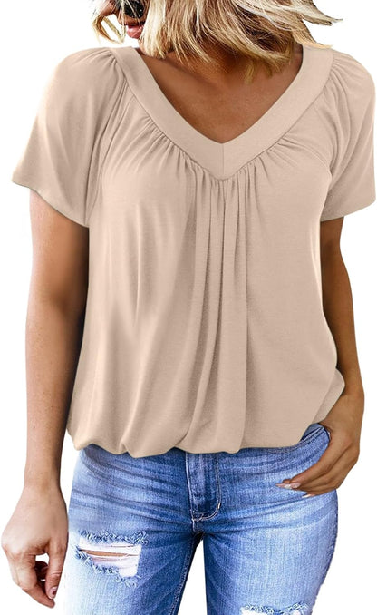 Limited time sale🔥Women's Casual Short Sleeve V Neck Basic T-shirts
