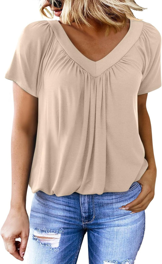 Limited time sale🔥Women's Casual Short Sleeve V Neck Basic T-shirts