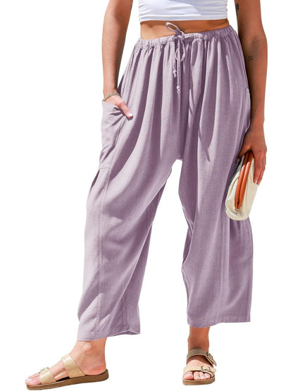 Limited time sale🔥Womens Linen Drawstring Palazzo Harem Pants with Pockets