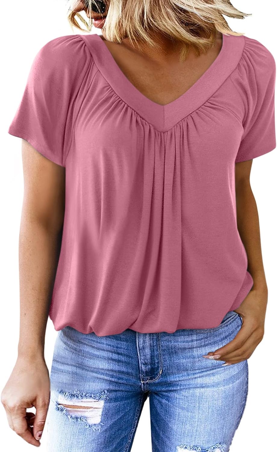 Limited time sale🔥Women's Casual Short Sleeve V Neck Basic T-shirts