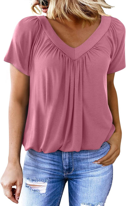 Limited time sale🔥Women's Casual Short Sleeve V Neck Basic T-shirts