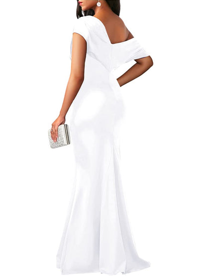 Women's Elegant Off Shoulder Bodycon Long Formal Party Evening Dress