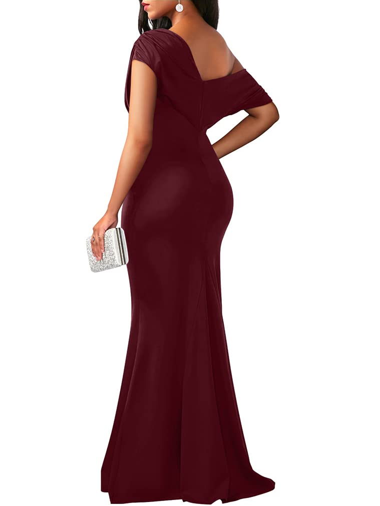 Women's Elegant Off Shoulder Bodycon Long Formal Party Evening Dress