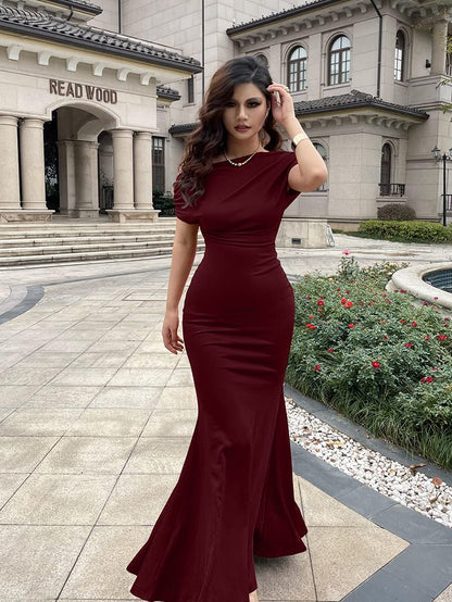 Women's Elegant Off Shoulder Bodycon Long Formal Party Evening Dress