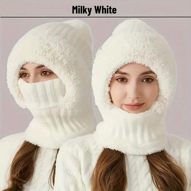 ✨Winter Fleece Knitted Hat and Warm Hooded Neck Gaiter