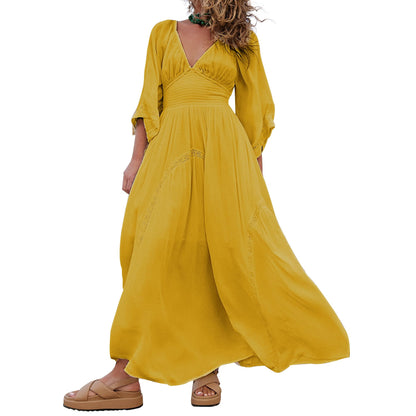 Women's V-Neck Summer Maxi Dress with Pocket (Buy 2 Free Shipping)
