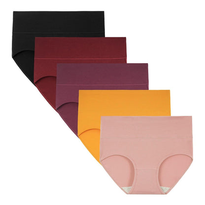 Women's High Waisted Cotton Panties 5-Pack, Soft Breathable Full Coverage Briefs