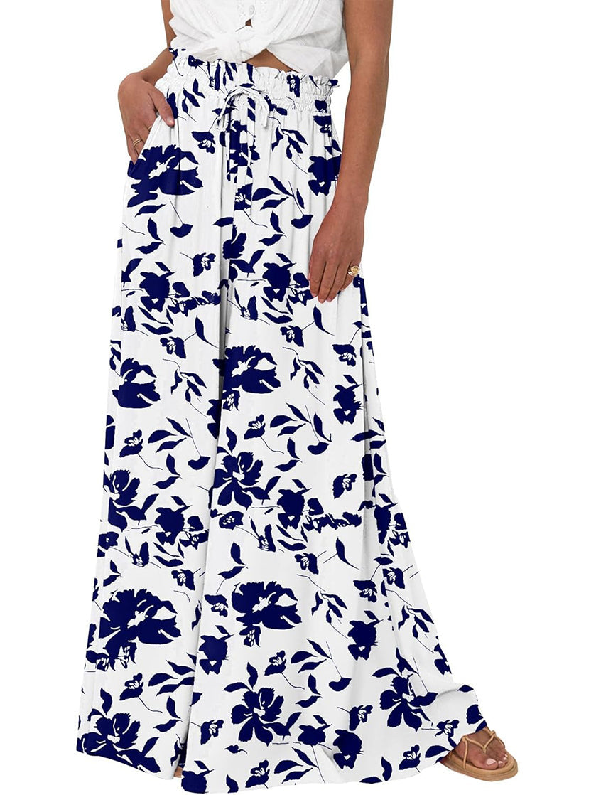 Women's Floral Print High Waist Wide Leg Pants