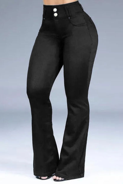 2022 Button Front Butt Lifting Flare Jeans