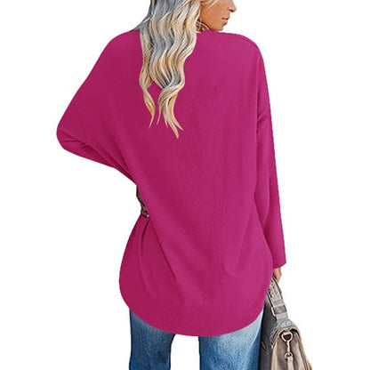 Women's Loose Long Sleeve Fashion V-neck Top