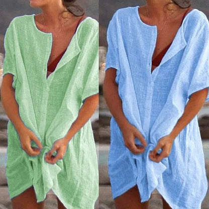 Summer Cotton Loose Short sleeve  Casual Women's  shirt